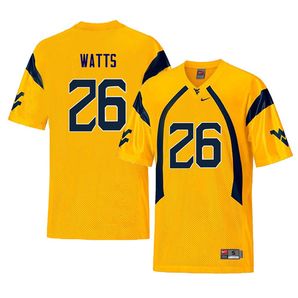 NCAA Men's Connor Watts West Virginia Mountaineers Yellow #26 Nike Stitched Football College Retro Authentic Jersey FL23C55OK